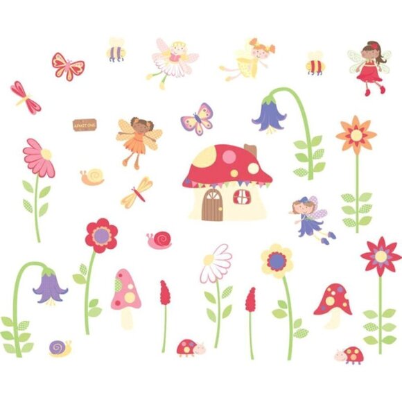 NIB Enchanted FAIRY Butterfly GARDEN Wall DECOR Reusable DECALS Peel & Stick - Picture 11 of 11